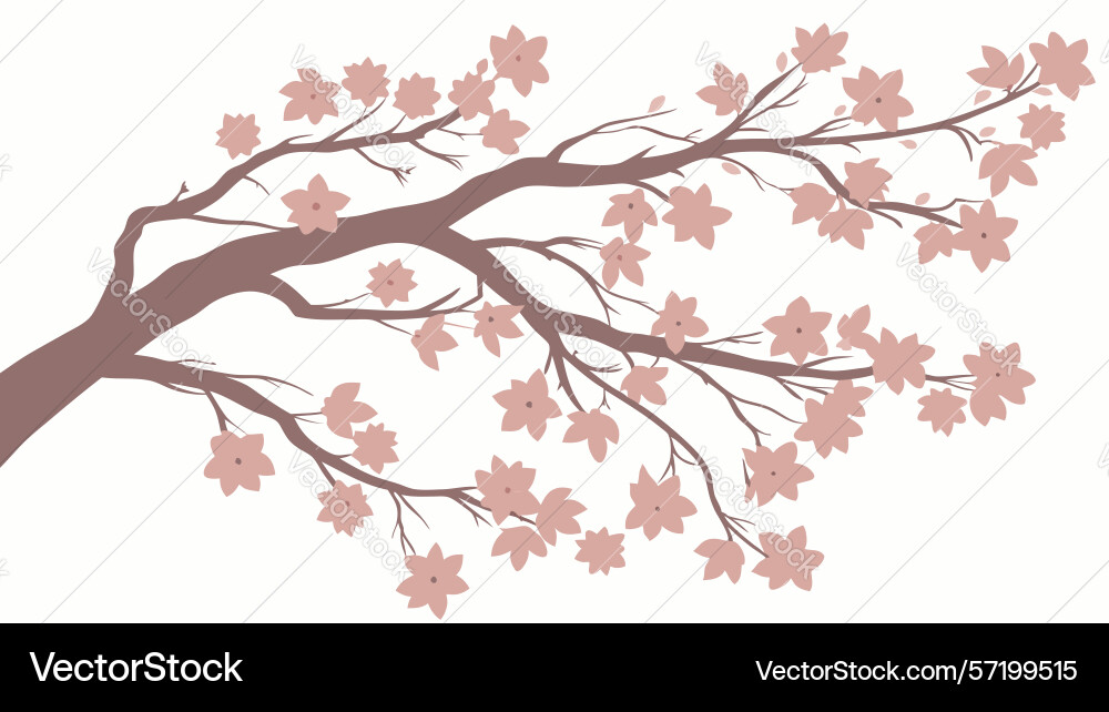 Delicate bare tree branch art design generative ai vector image