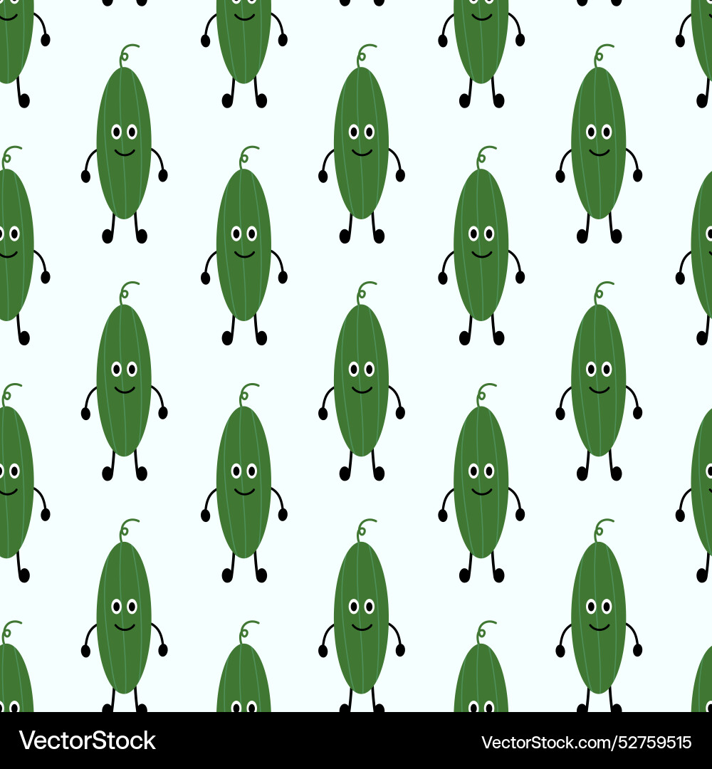 Friendly cucumber seamless pattern Friendly cucumber seamless pattern vector image