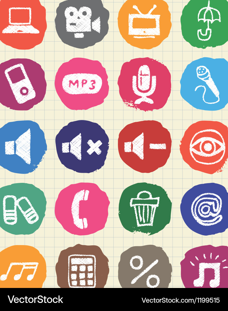 Internet media and network web icons set vector image