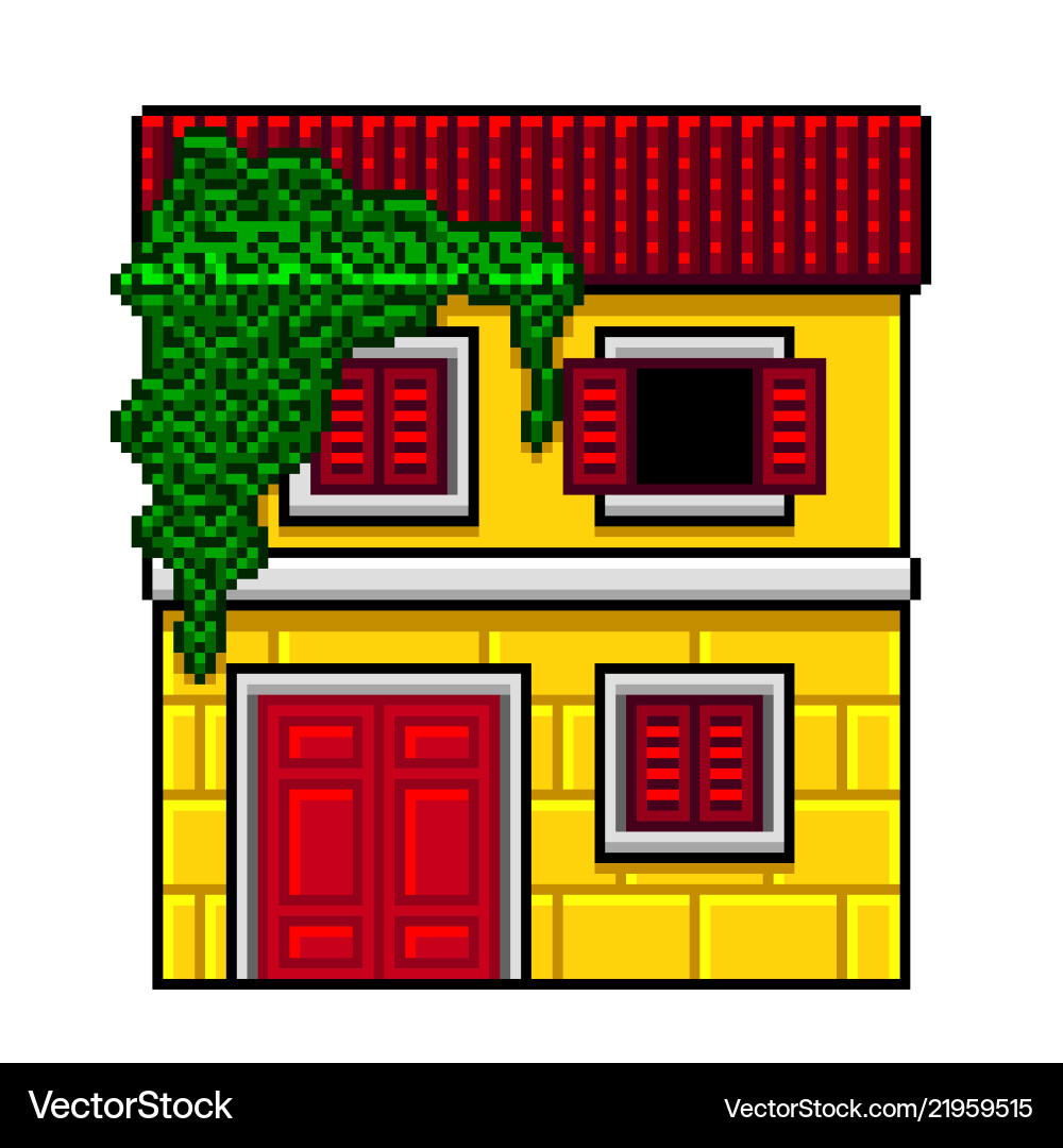 Pixel art yellow italian house isolated Pixel art yellow italian house isolated Vector Image