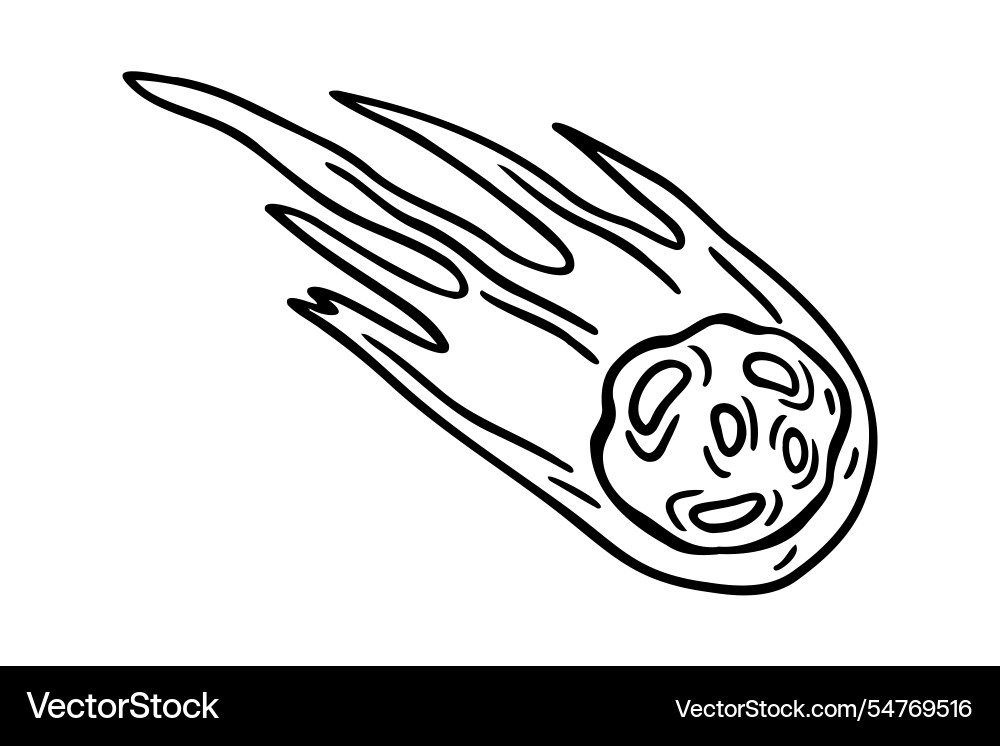 Asteroid or meteorite falling doodle hand drawn Asteroid or meteorite falling doodle hand drawn vector image