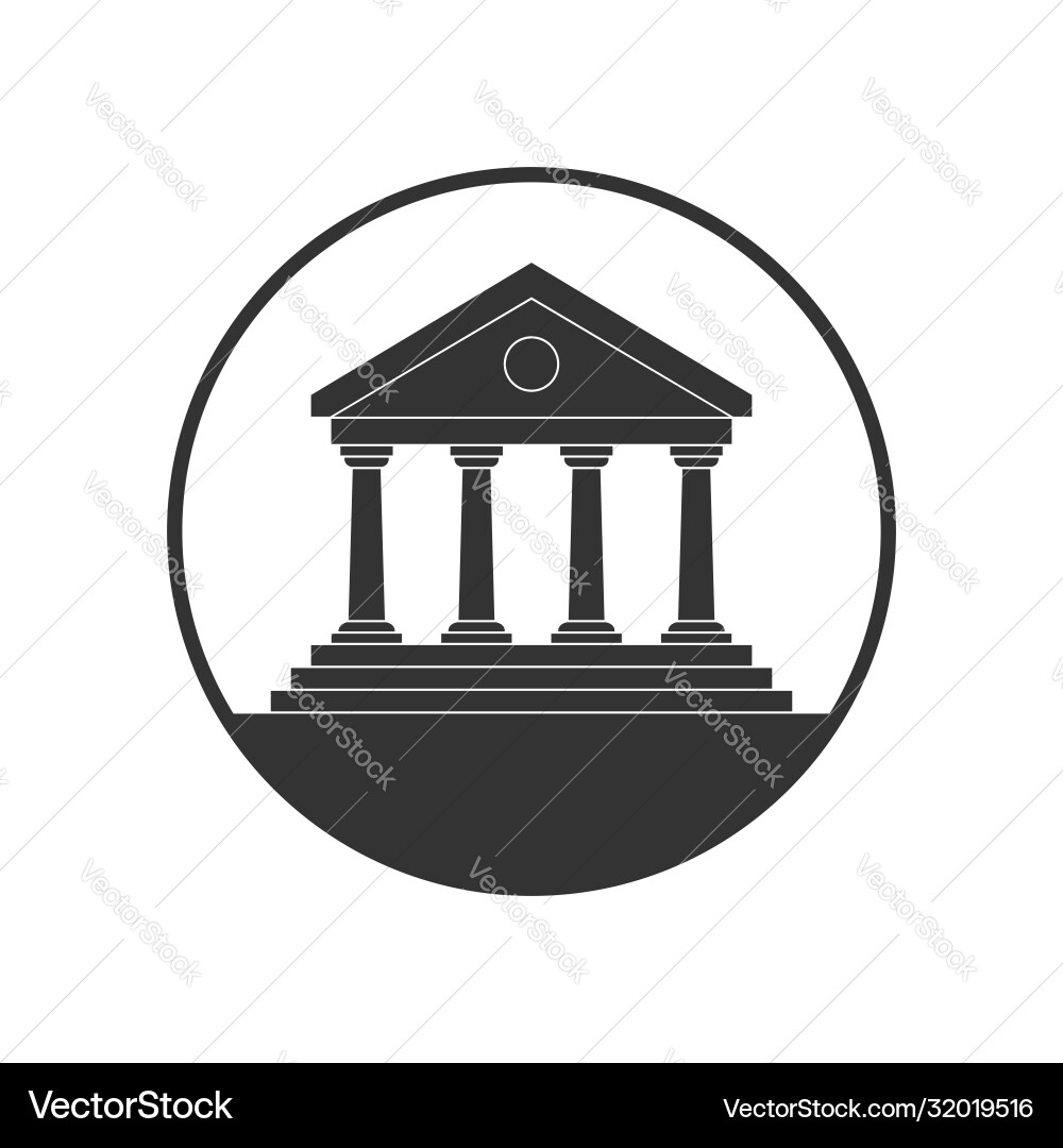 Building Facade Icon - Classical Architecture Vector Image