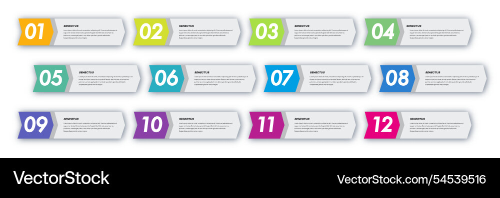 Bullet points numbers from 1 to 12 list markers Vector Image