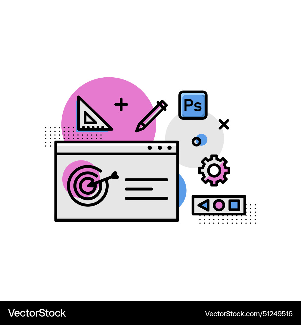 Flat screen graphic design linear style vector image