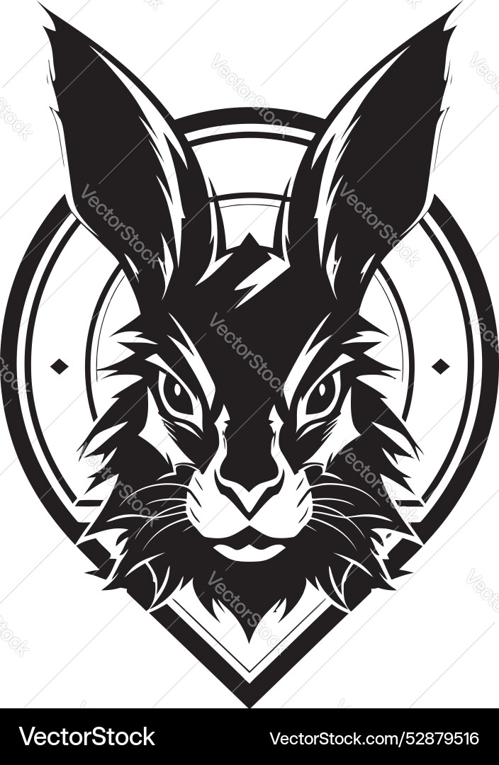 Intricate black bunny crest minimalistic rabbit Vector Image