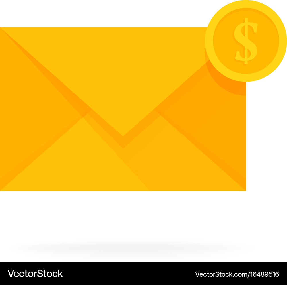 Mail envelope icon with dollar coins email send vector image