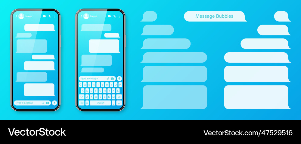 Realistic smartphone with messaging app Realistic smartphone with messaging app Vector Image