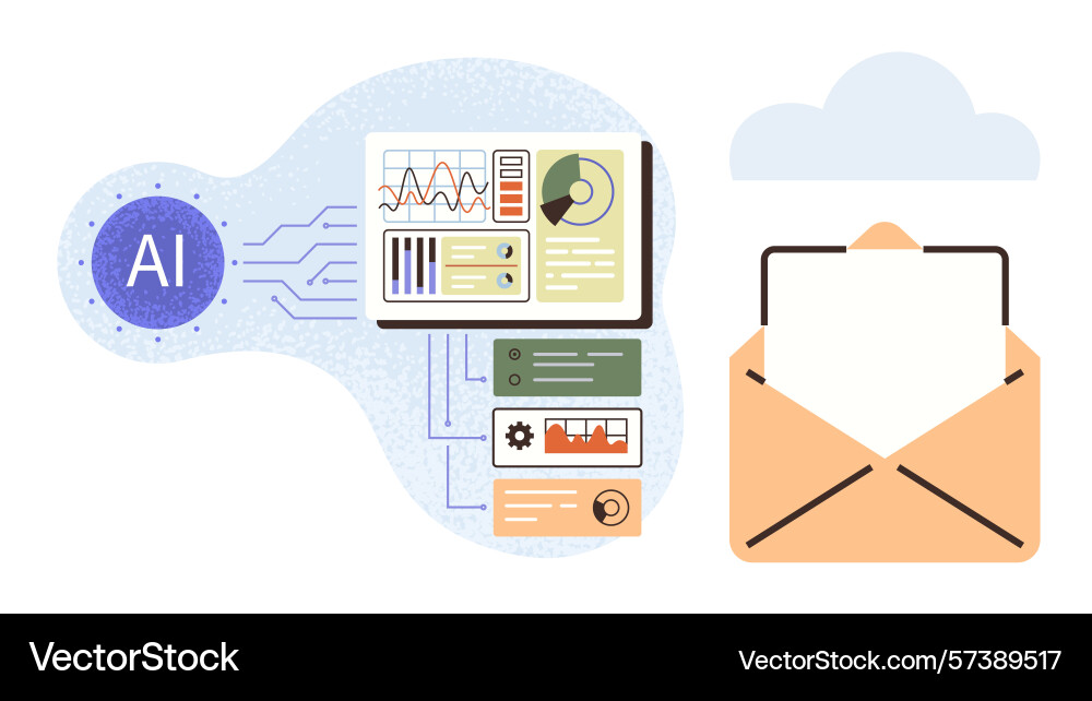 Ai-powered data analytics and email communication Ai-powered data analytics and email communication vector image