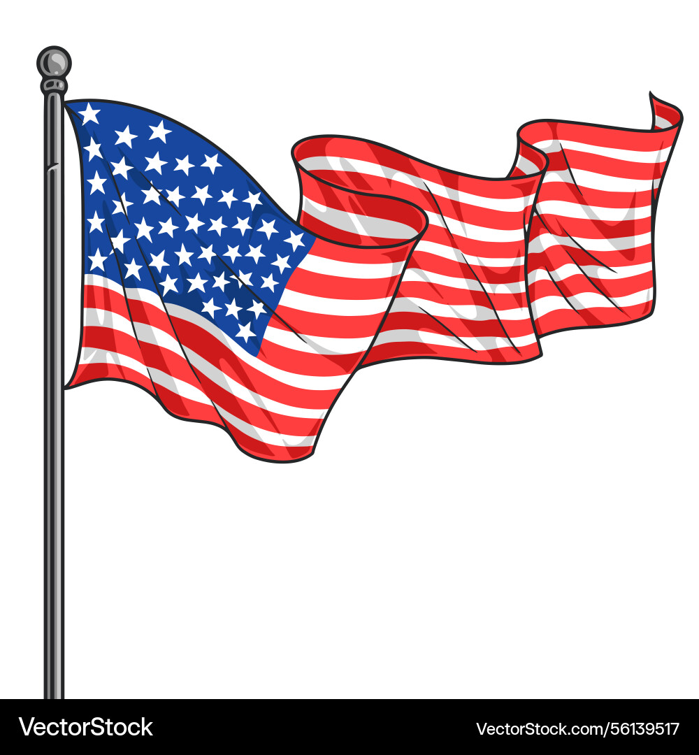 American flag waving high in the sky American flag waving high in the sky vector image