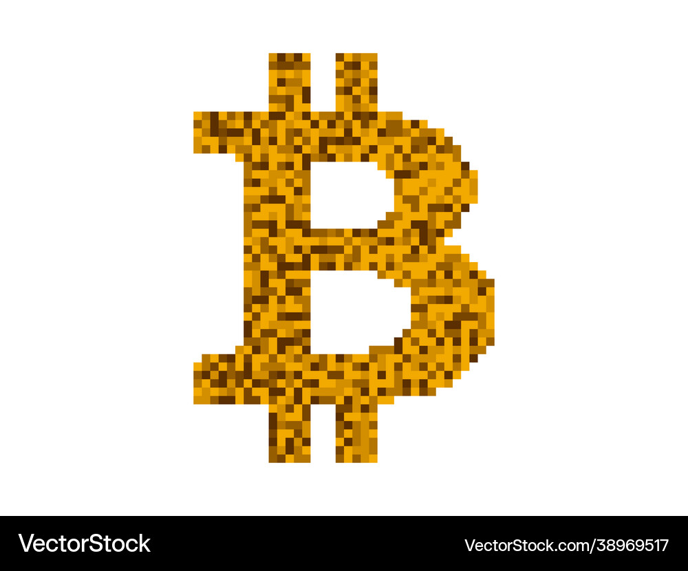 Bitcoin symbol in pixel art style 8-bit – Royalty-Free Vector | VectorStock