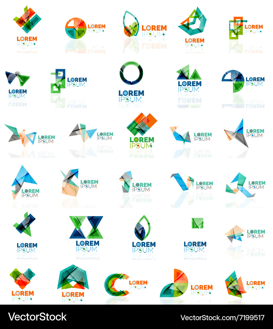 Collection of colorful abstract origami logos Vector Image