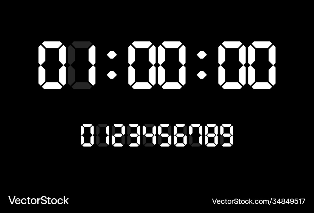 Countdown timer with white digital numbers Countdown timer with white digital numbers vector image