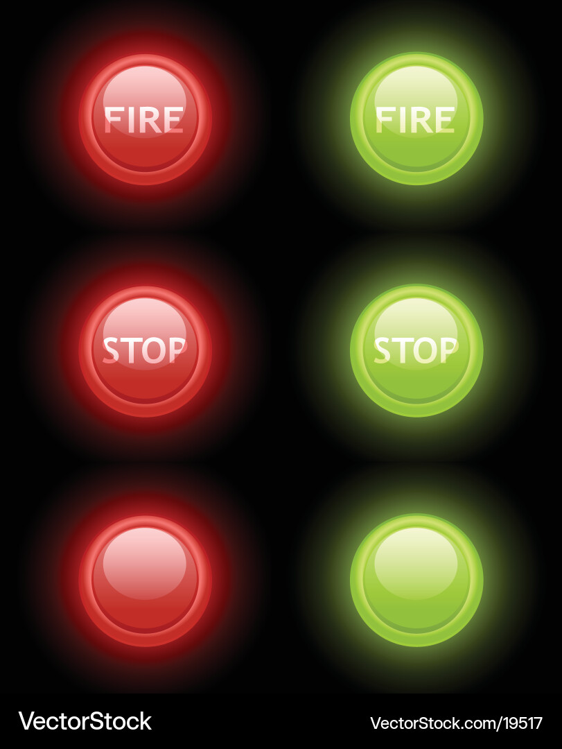 Fire and Stop Buttons - Glossy Set Vector Image