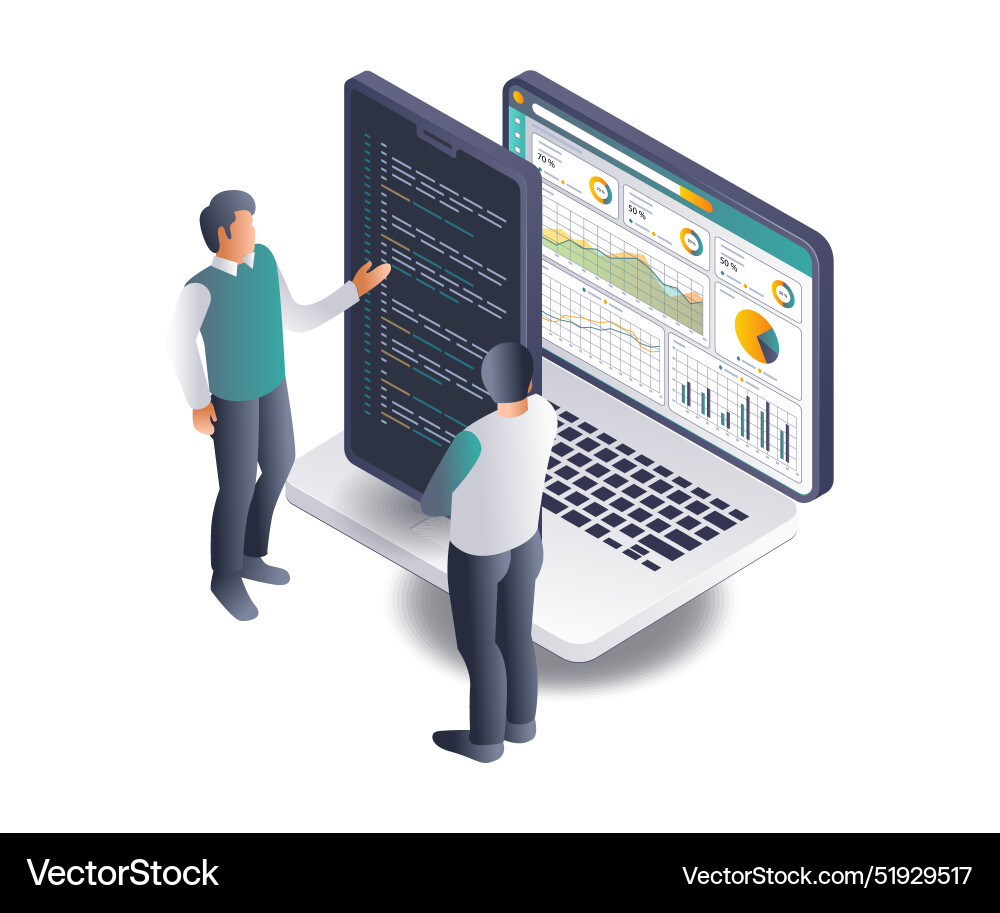 Insights from programmer teams flat isometric Vector Image
