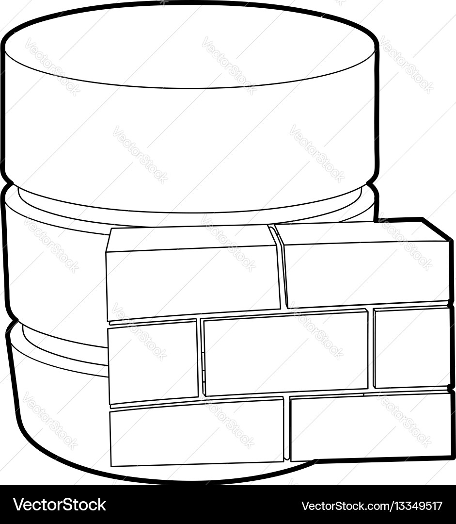 Not available database icon outline style Vector Image