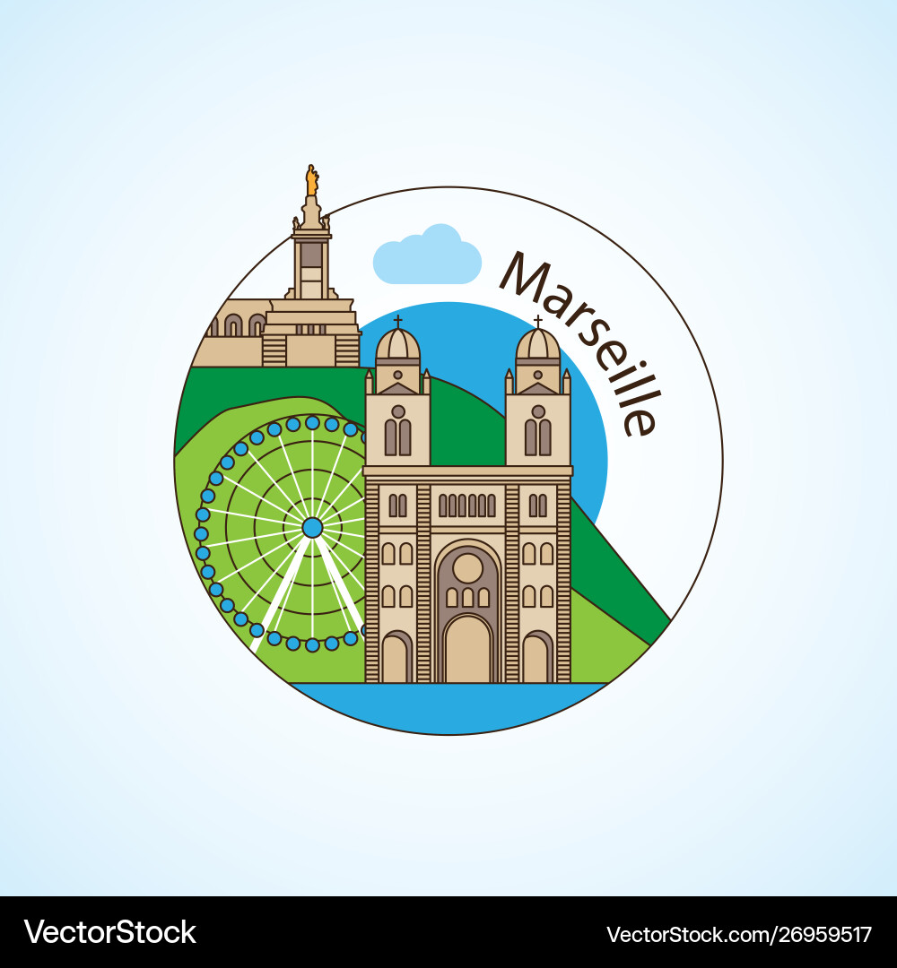 Notre-dame de la garde and - the symbol Notre-dame de la garde and - the symbol vector image