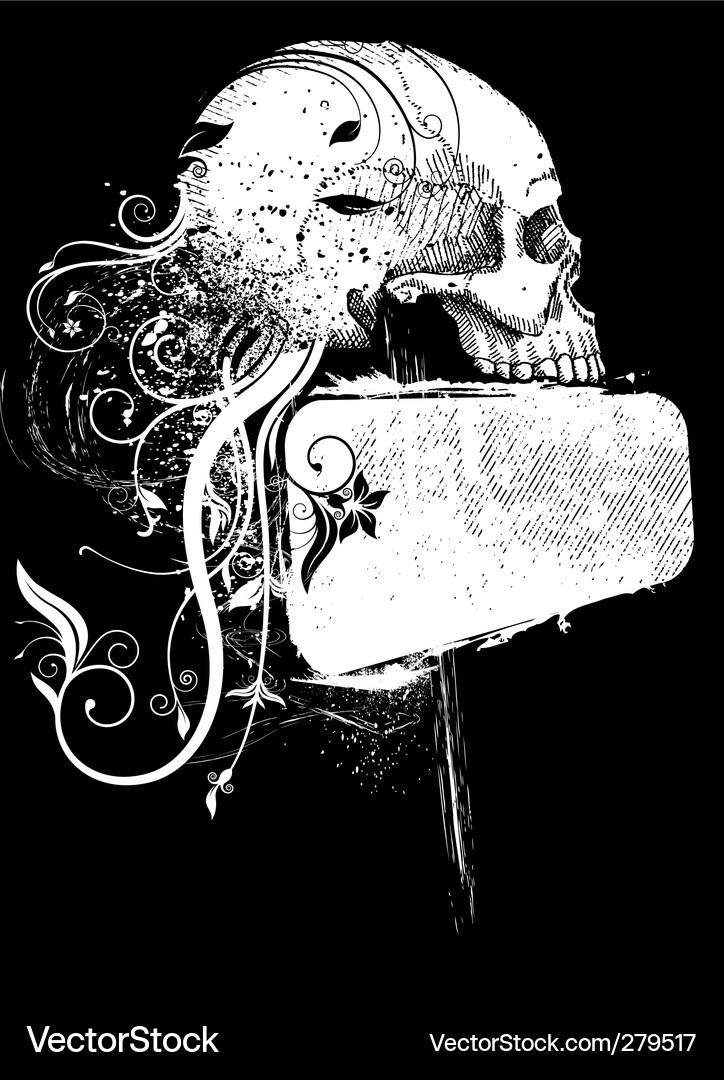 Skull with Frame - Dark & Grungy Vector Image