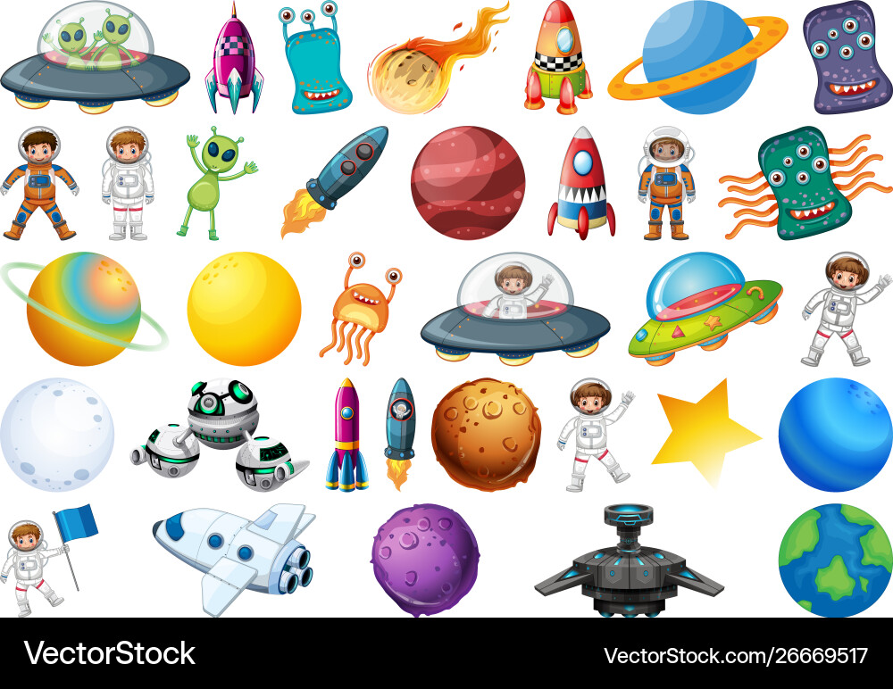 Space Objects Collection vector image