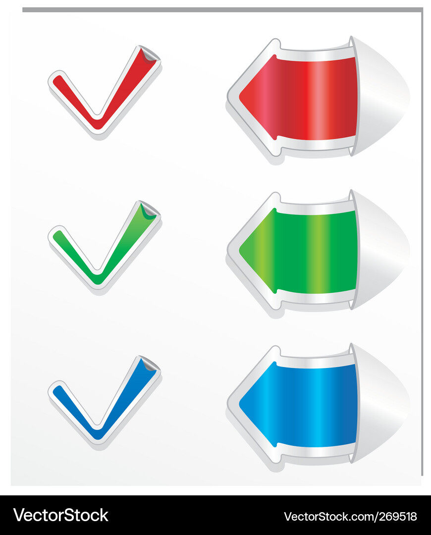 Checkmark stickers and arrows Vector Image