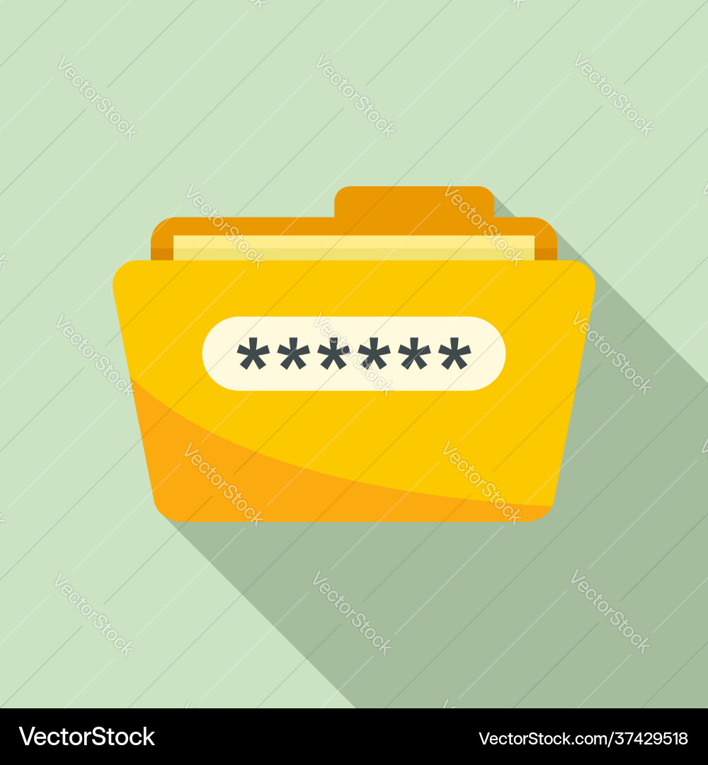 Folder access authentication icon flat style Folder access authentication icon flat style vector image