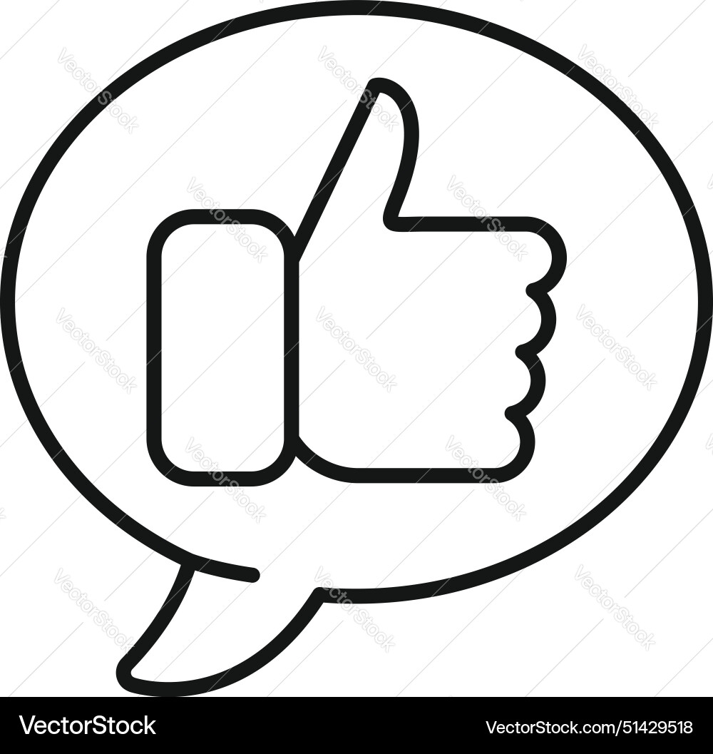 Thumbs up like symbol in speech bubble line icon Vector Image