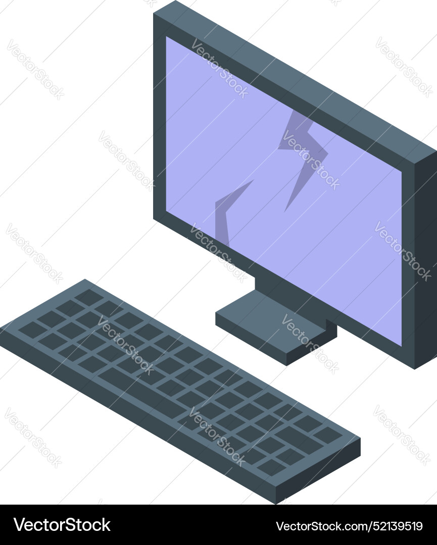 Broken computer screen displaying damage from Broken computer screen displaying damage from vector image