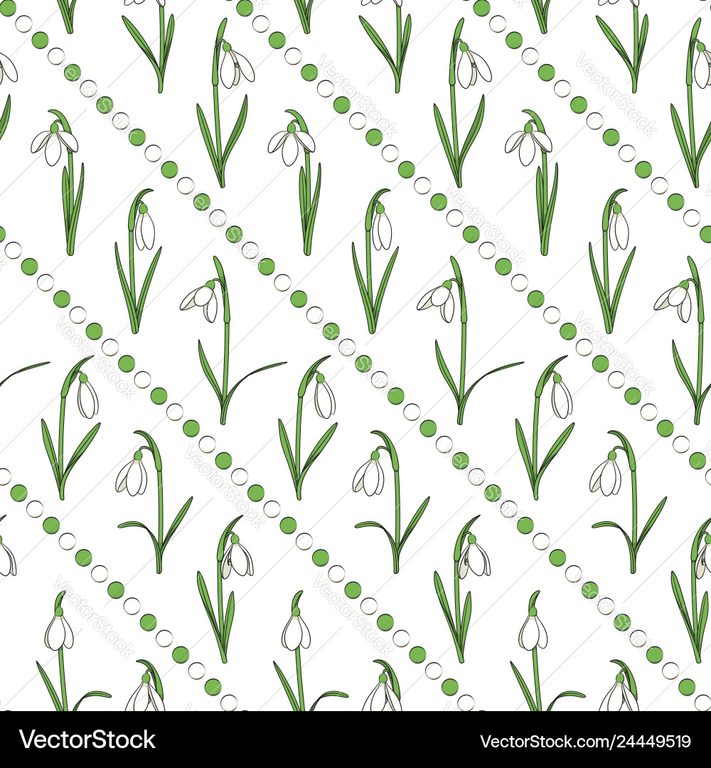 Colored seamless pattern with snowdrops Colored seamless pattern with snowdrops vector image