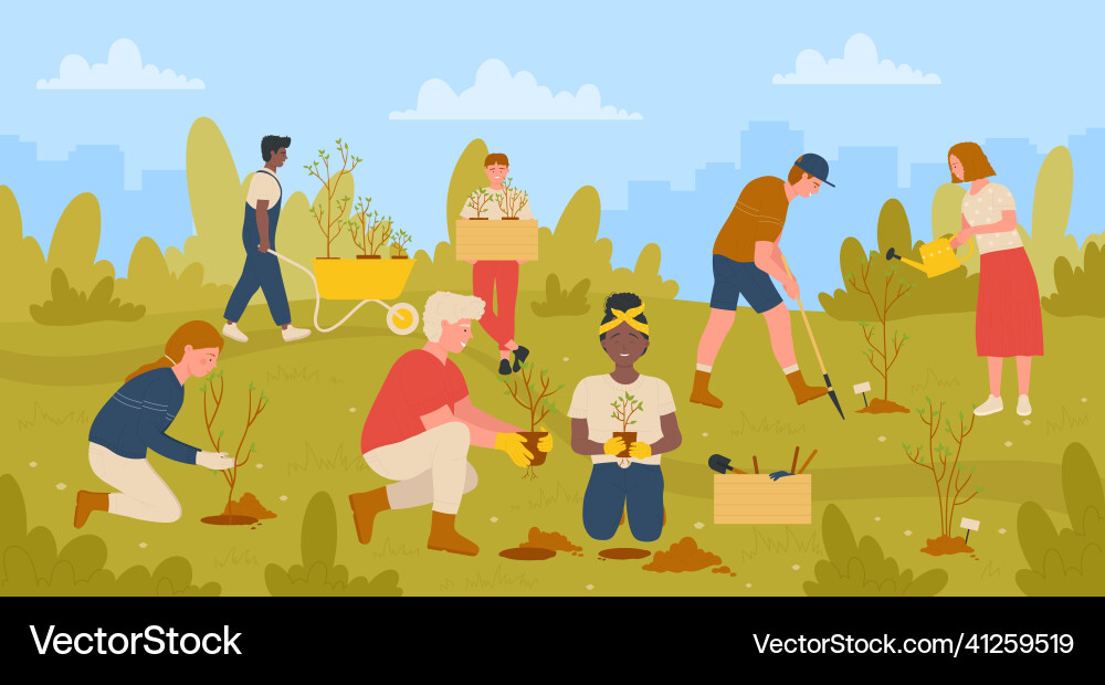 Community Gardening Volunteers vektorbild