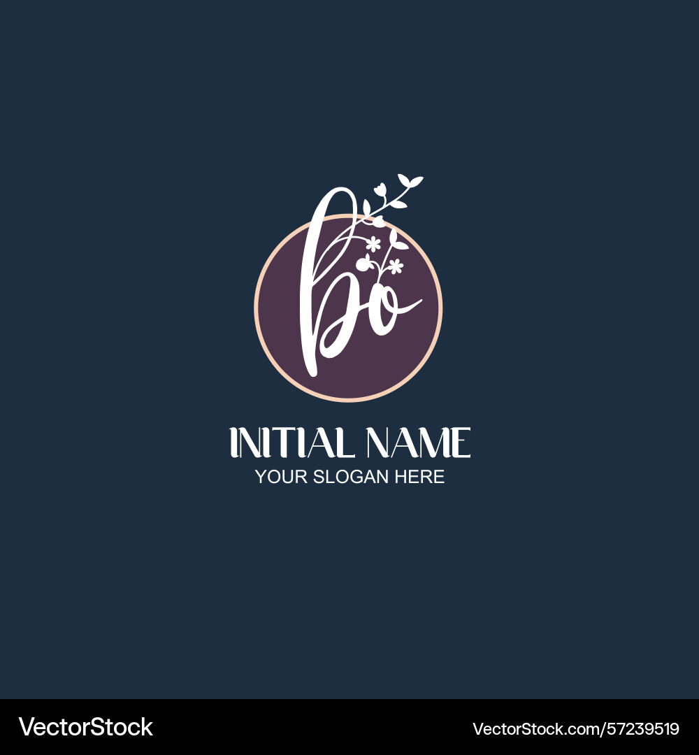 Elegant bo initial logo design with botanical Vector Image