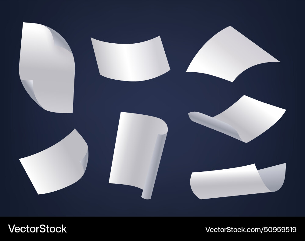 Falling paper sheets descend swiftly their edges Vector Image