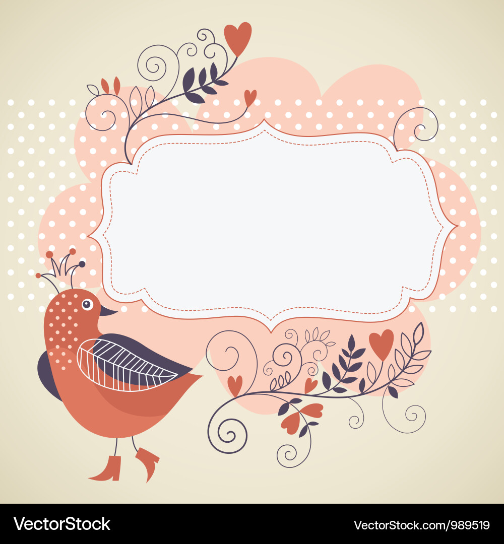 Frame for your text with bird and flowers Vector Image