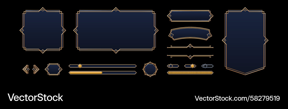 Medieval Game UI Elements - Gold Frame Vector Image
