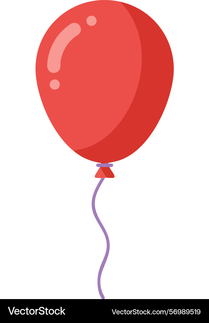 Red balloon floating with string simple vector image