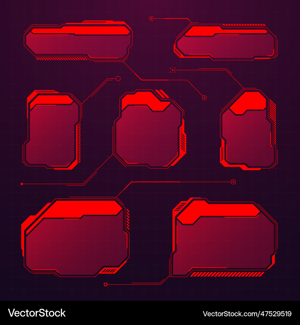 Red futuristic hud or ui elements sci-fi user Red futuristic hud or ui elements sci-fi user vector image