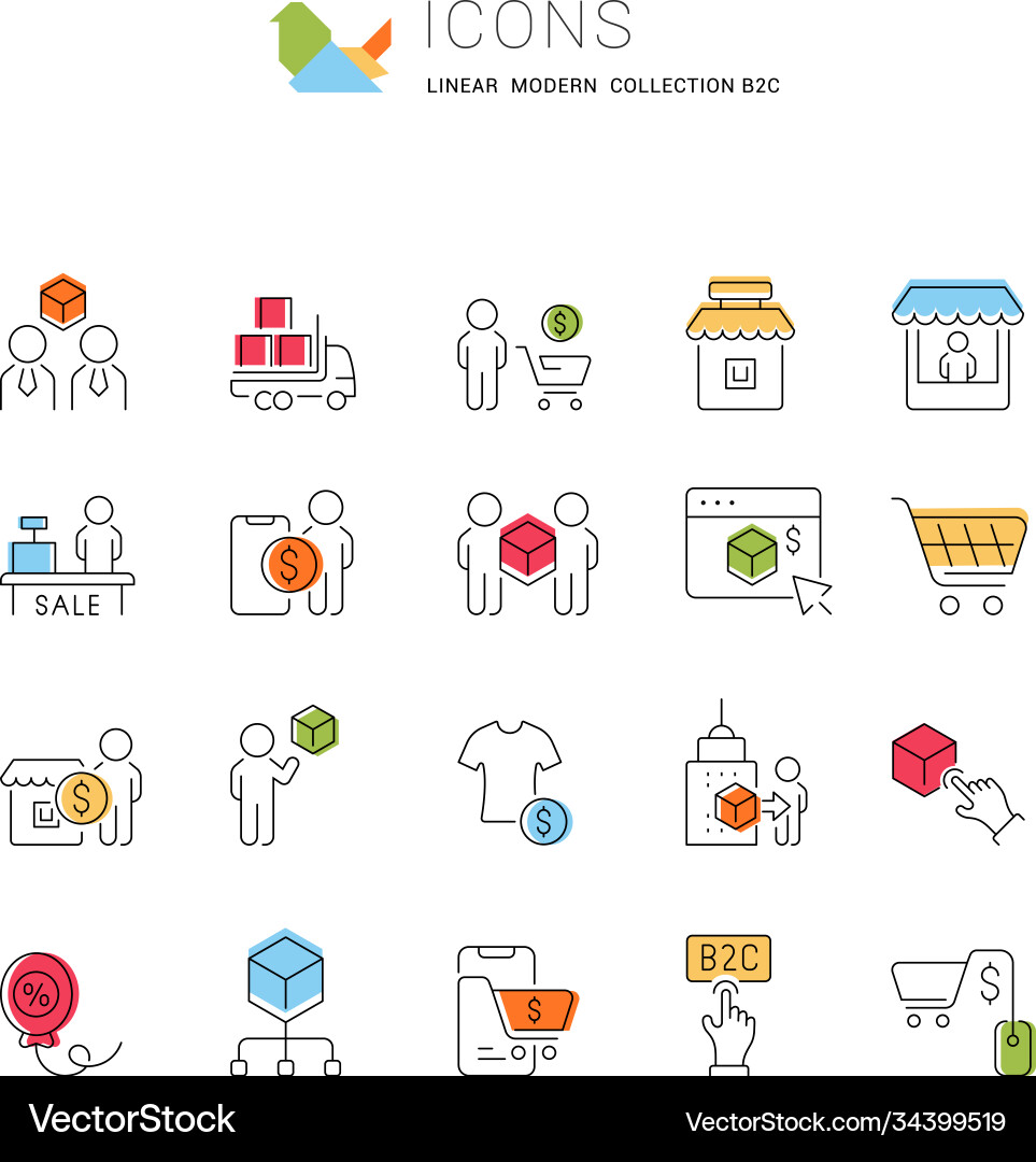 Set line icons b2c Set line icons b2c vector image