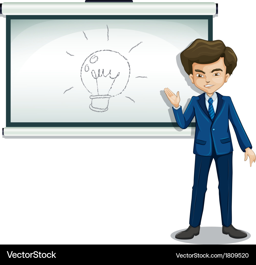 A man in front of the bulletin board with an image vector image