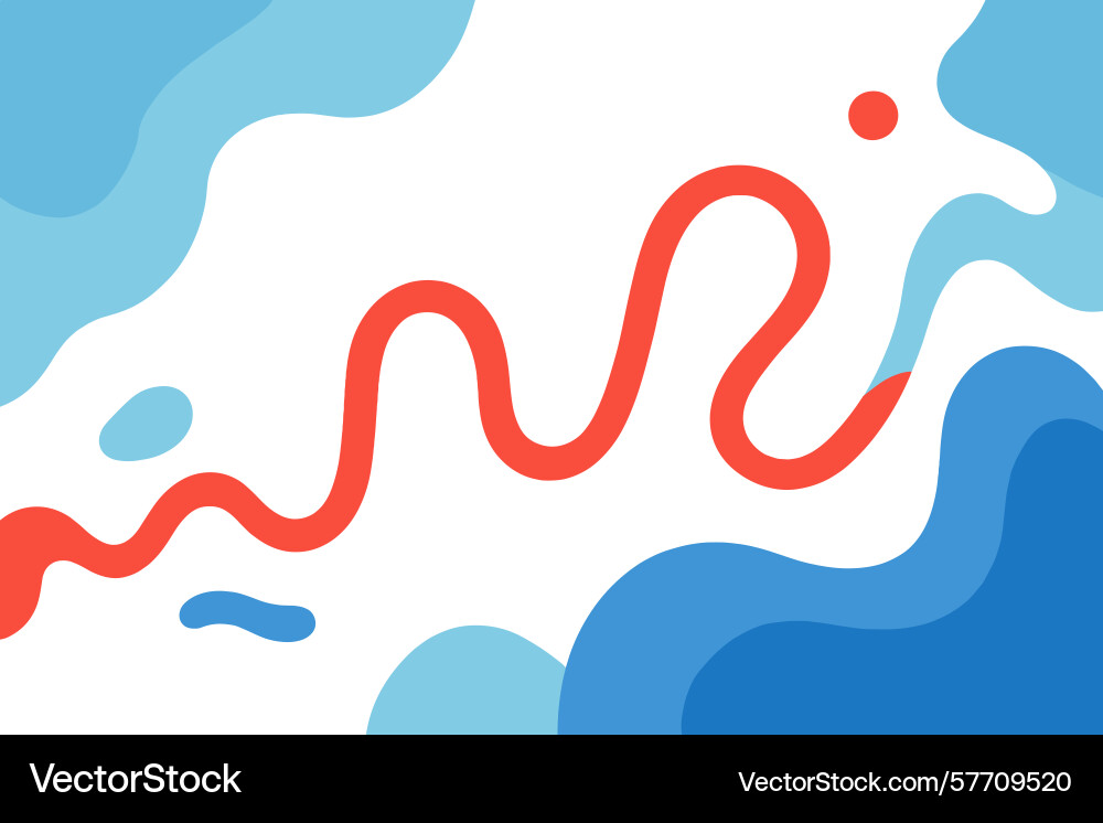 Abstract background of flowing shapes with a red vector image