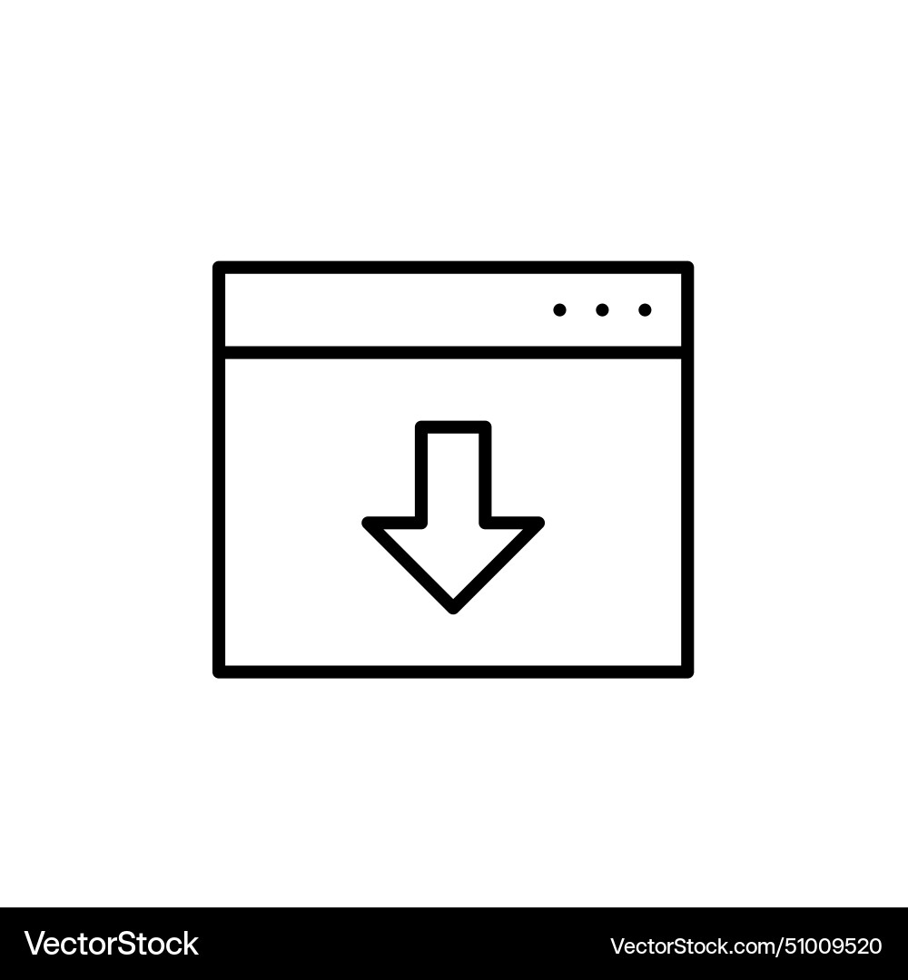 Browser window with downward arrow downloading Browser window with downward arrow downloading vector image