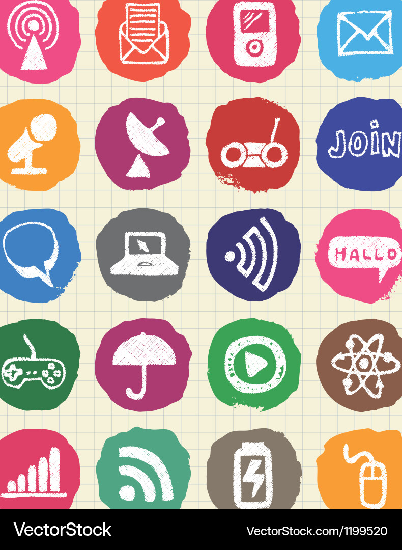 Internet media and network web icons set vector image