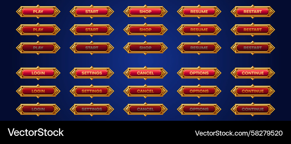 Medieval Game Button Set Vector Image