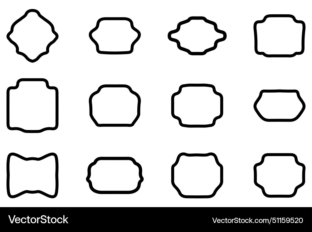 Outline label frame icon set Royalty Free Vector Image