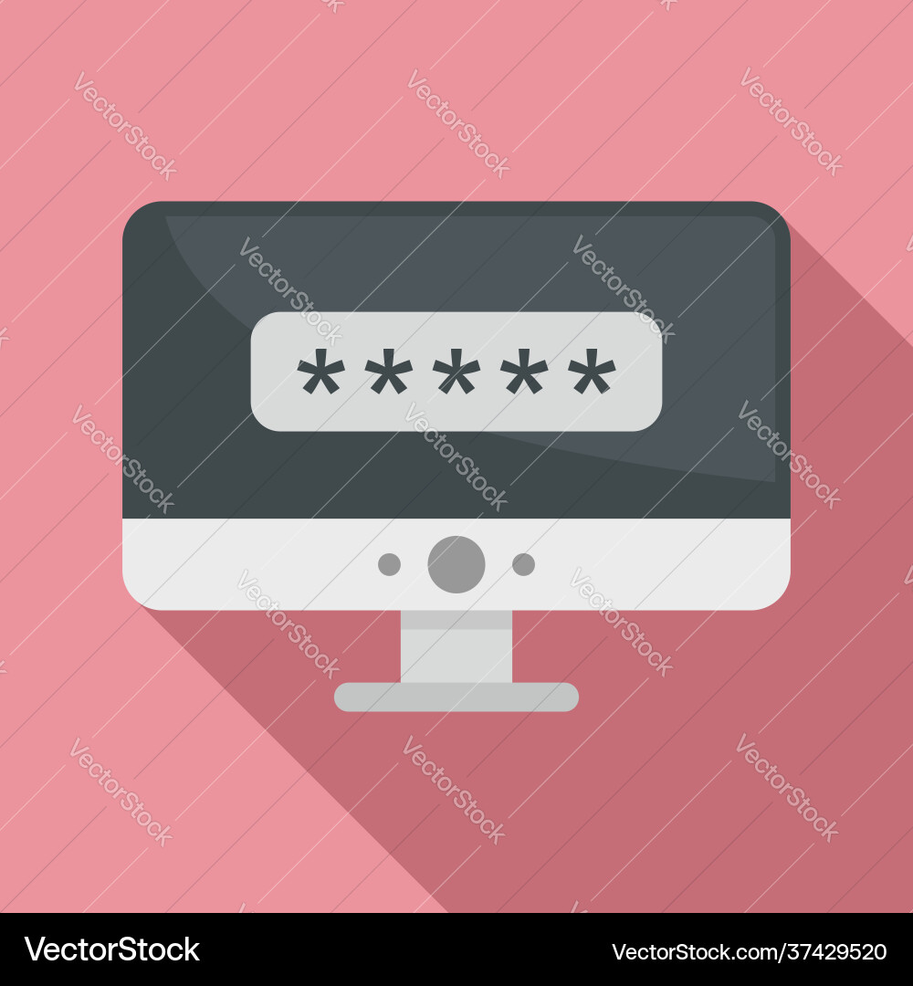 Pc login authentication icon flat style Pc login authentication icon flat style vector image
