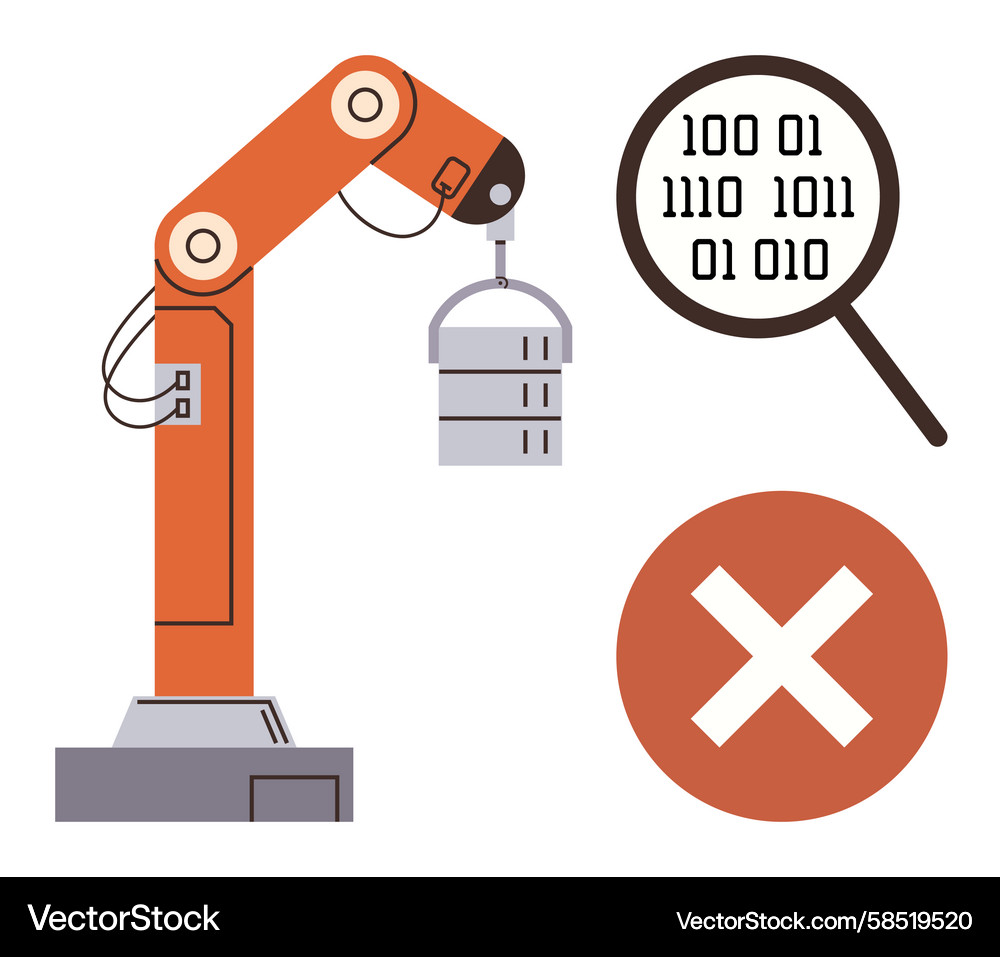 Robotic Data Error Detection Vector Image