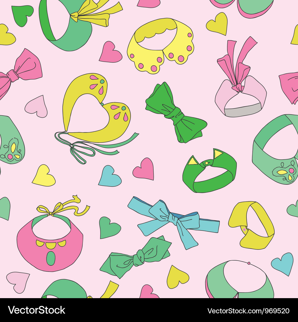 Seamless pattern with collars and hearts Vector Image