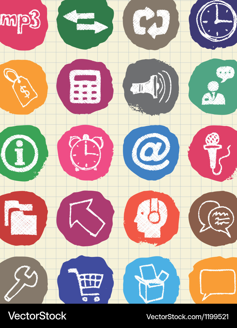 Chalk Network & Media Icons vector image