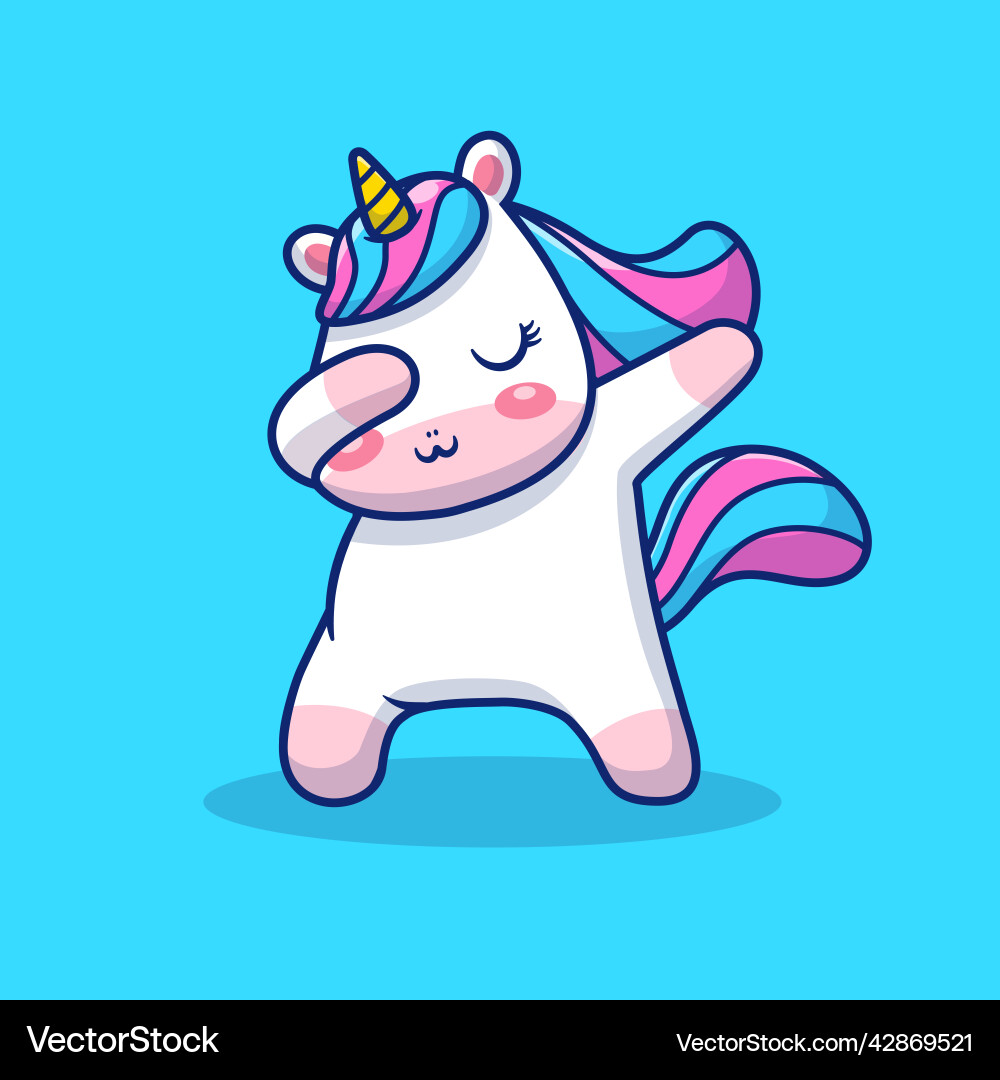 Cute unicorn dabbing cartoon vector image