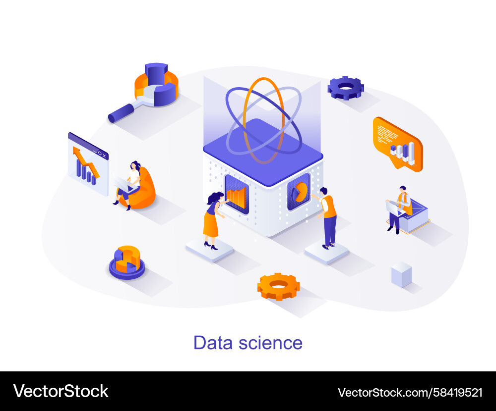 Data Science Isometric Web Concept Vector Image