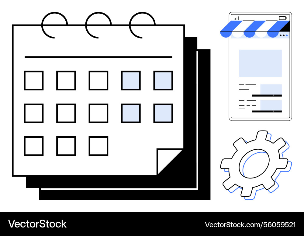 Digital scheduling concept with calendar mobile Digital scheduling concept with calendar mobile Vector Image
