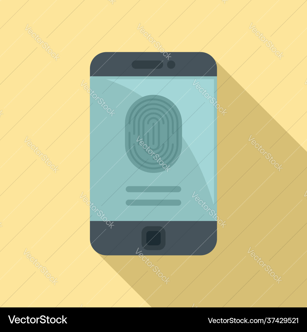 Fingerprint phone authentication icon flat style Fingerprint phone authentication icon flat style Vector Image
