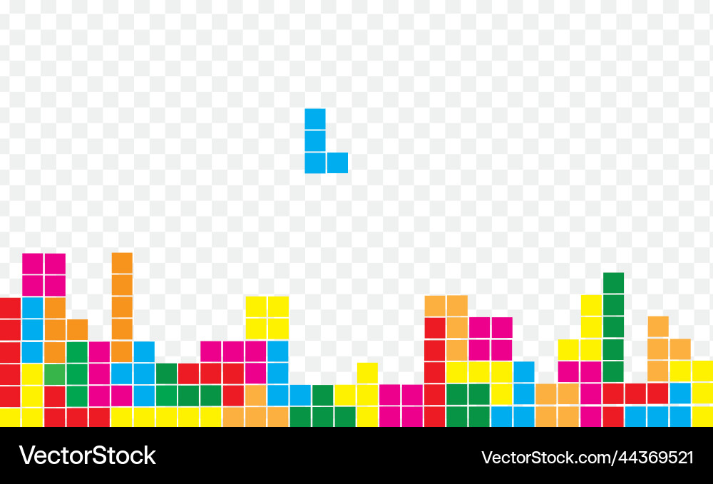 Game bricks tetris template color pixel blocks Game bricks tetris template color pixel blocks vector image